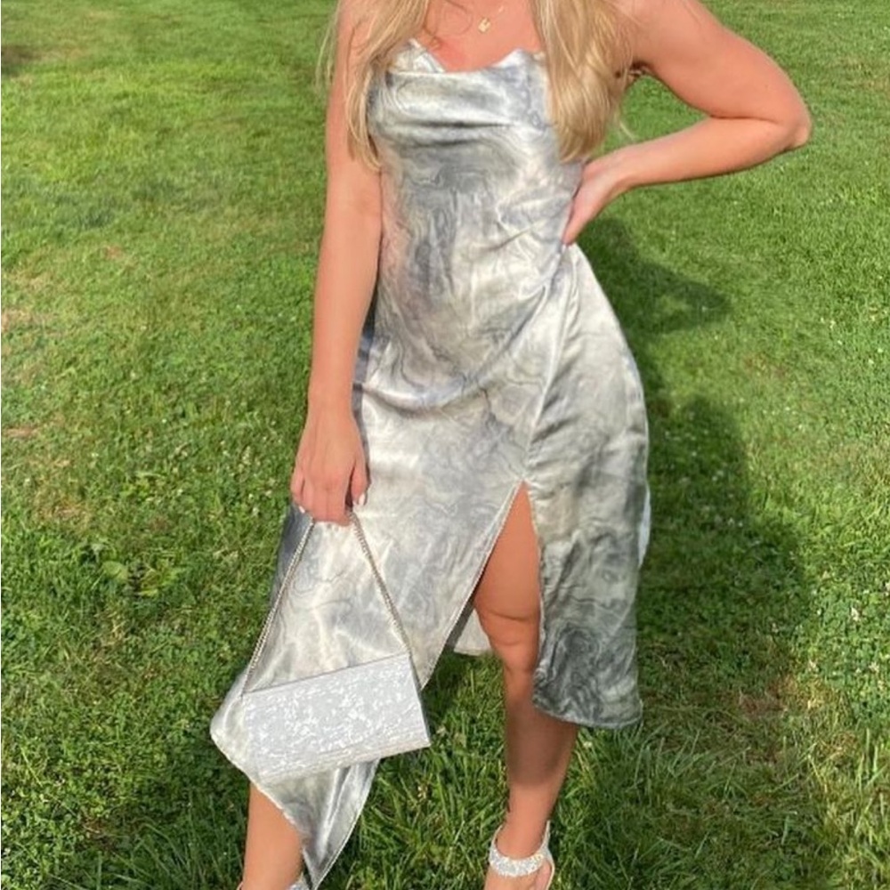 Forever 21 Mosaic Satin Slit Dress